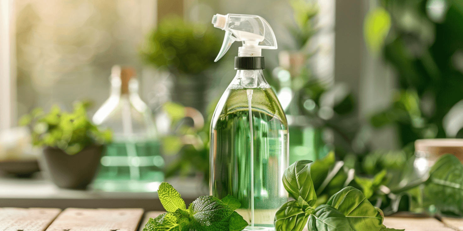 Picture of a natural eco friendly see-through cleaning spray bottle
